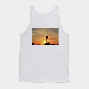 Kansas colorful Sunset with a Windmill silhouette and a bird in the sky. Tank Top